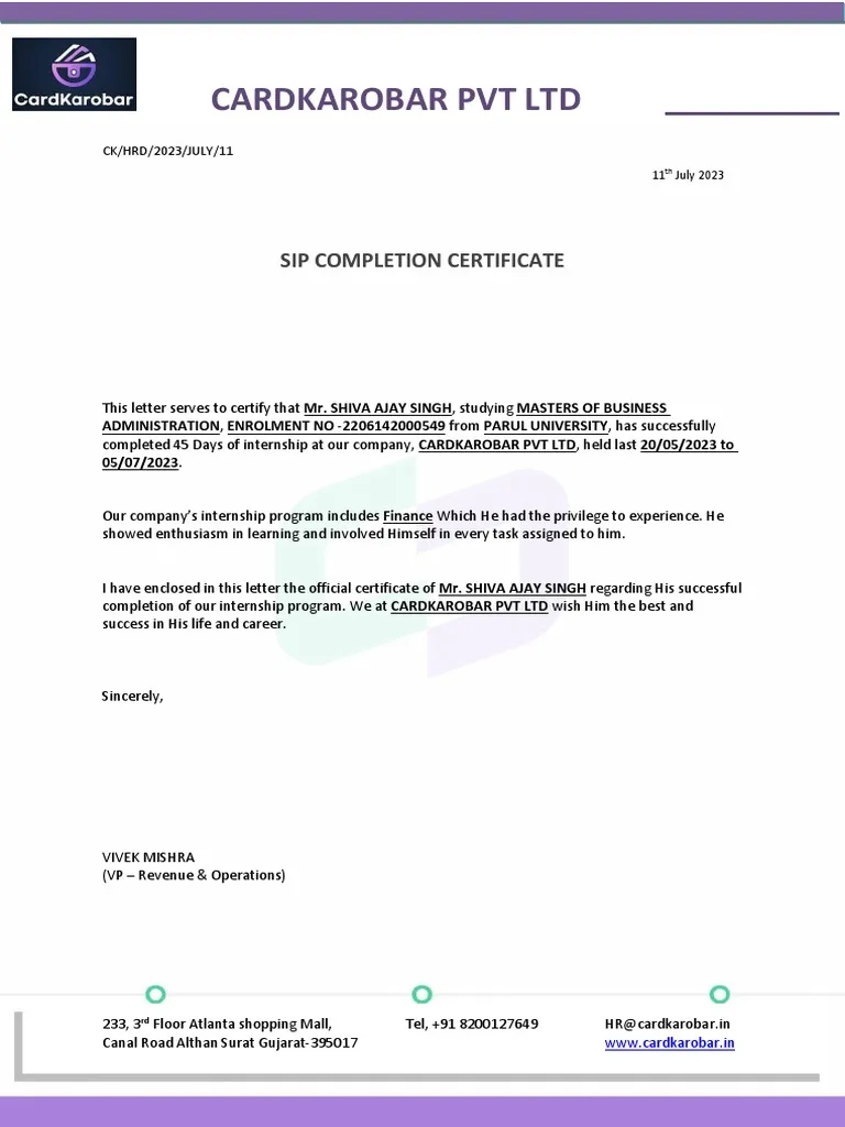 Certificate 1